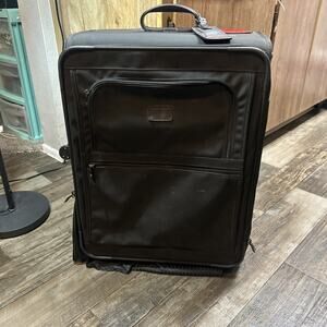 Tumi Alpha 22” Rolling Carry-On Expandable Suitcase Ballistic Nylon Black Flaws